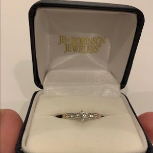 White gold diamond ring with yellow gold accents